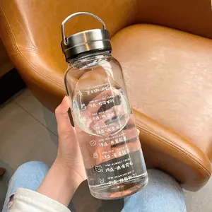 Botol Air Kaca Luar Ruangan 32Oz, Botol Air Minum Kaca Tahan Lama dengan Infuser
