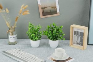 4パックミニ人工ポットユーカリ草プラスチックフェイクプラント家庭用またはオフィス装飾花 - Product Image 3