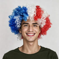 Perruque afro bouclée couleur drapeau, en soie basse température, densité 180%, accessoires amusants pour la célébration des supporters de la Coupe d'Europe de football