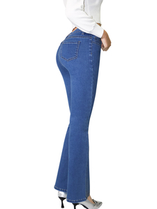 <span class=keywords><strong>Jeans</strong></span> micro-svasati a diamante caldo per donna <span class=keywords><strong>pantaloni</strong></span> svasati a vita media-bassa con alti elastici slim - Product Image 5