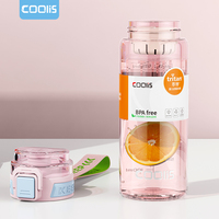 Bouteille d'eau en Tritan écologique Bouteilles en plastique noir transparent coloré pour adultes avec corde et paille Bouteille d'eau réutilisable