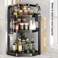 Étagère d'angle murale en métal pour comptoir de cuisine, organisateur de rangement, support à épices, porte-bouteilles