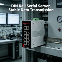 Servidor Serial de 8 Puertos para Riel DIN, RS485 a Ethernet, Modbus TCP RTU, Configuración Web, COM Virtual, Alimentación Redundante, Amplio Rango de Temperatura