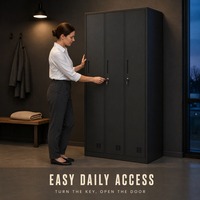 Casier métallique à 3 portes verrouillable en acier pour le rangement des effets personnels du personnel de bureau, de la salle de sport, de l'école, de l'organisation des employés avec clés