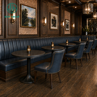 Mobilier de café moderne Ron Group, banquette en cuir en forme de L, table carrée commerciale, chaise en cuir, banquette de restaurant
