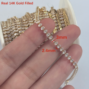 Catena Tennis Vintage in <span class=keywords><strong>Oro</strong></span> 14K con Zircone Ovale Trasparente a 4 Griffe per Creazione di Gioielli Fai-da-Te, Collane e Bracciali da Donna - Product Image 3