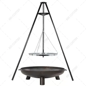 Dutch Charcoal Barbecue German Swing Balcony Hanging BBQ Steel Grill Designs with Tripod Legs for Picnic Camping Outdoor Cooking