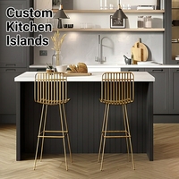 Meuble de cuisine en bois sur mesure, style classique américain, design gratuit, coloris noir et blanc, avec rangement, assemblé