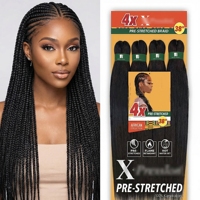 Rambut Kepang Sintetis Yaki Expression EZ Braid Pre-Stretched Serat Tahan Panas untuk Kepang Crochet Grosir Ekstensi Rambut