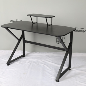 Bureau d'ordinateur ergonomique Fanmi à hauteur réglable avec LED, surface en MFC, structure en Z, montage facile, table de jeu, bureau, école, salon - Product Image 2