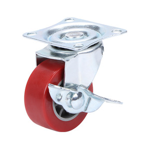 Maroon Pu Swivel <b>Caster</b> 1.5 Inch Plate Mount Industrial Furniture <b>Casters</b> Durable Plain Bearing Metal <b>Wheel</b> - Product Image 4