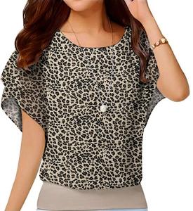 <span class=keywords><strong>Blusa</strong></span> Túnica de Verano para Mujer, de Alta Calidad, Holgada, Informal, de Manga Corta, de Chifón Sedoso, Lisa, Teñida, ODM - Product Image 2