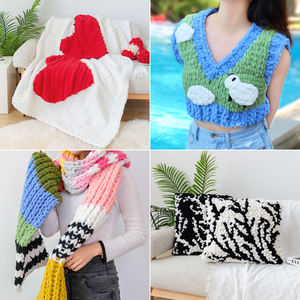 Yarncrafts 공상 연약한 폴리에스테 큰 반복 뜨개질을 하는 담요를 위한 다색 실 반복 니트 털실 - Product Image 6