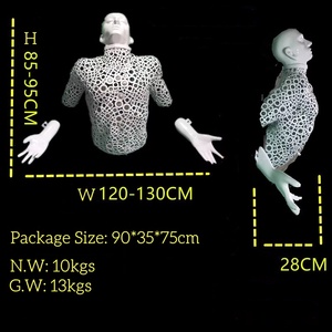 Scultura Decorativa da Parete Moderna 3D di Alta Qualità, Colore Blu Cromato, Statua Uomo a Grandezza Naturale in Metallo con Corpo Cavo - Product Image 4