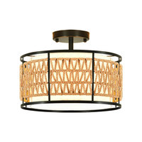 Plafonnier LED 110V en fer de style campagnard américain avec abat-jour en tissu tressé, pour salon, chambre et balcon, Fourniture exclusive transfrontalière