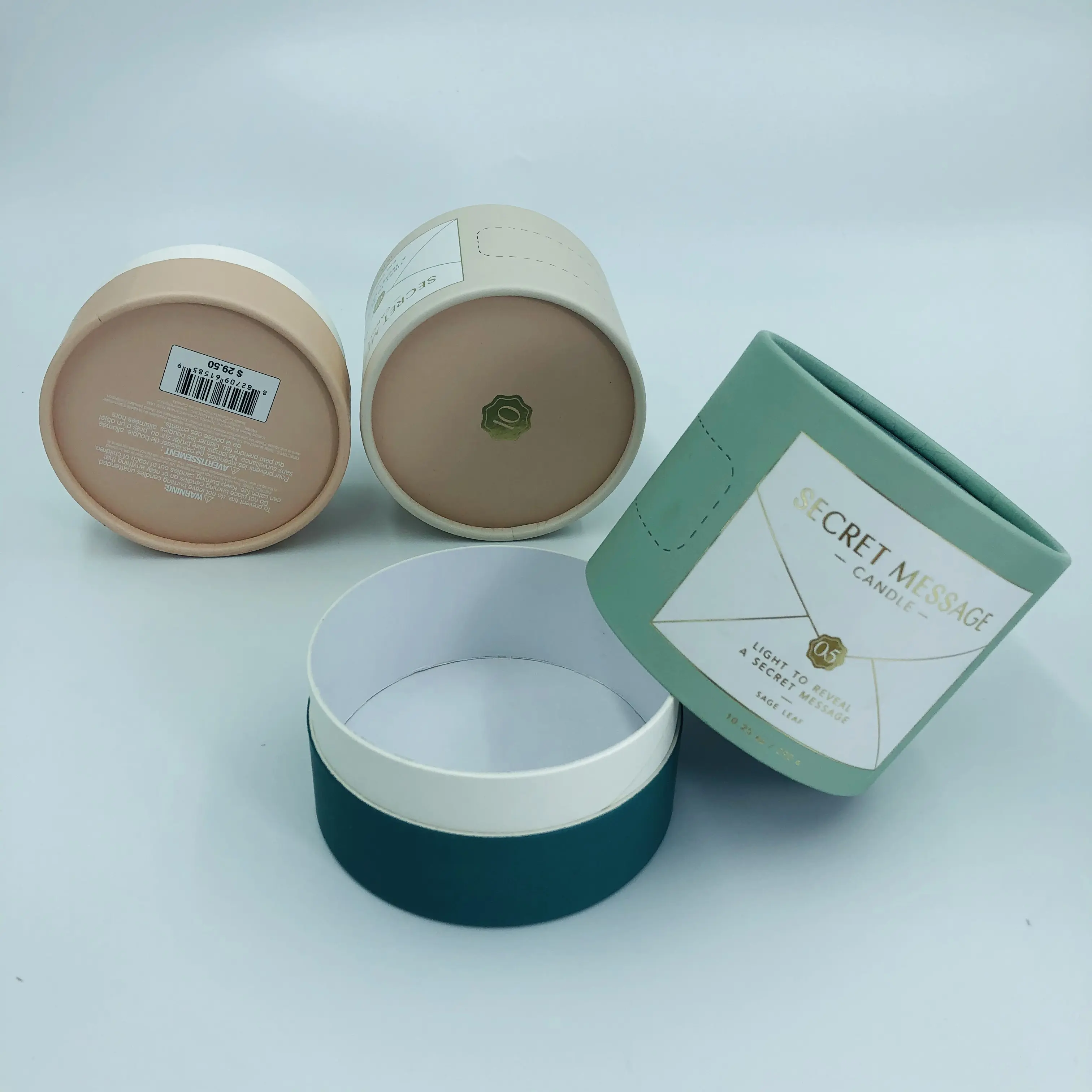 Recyclable Embossing Foil Logo candle clothing tube paper Packaging Box