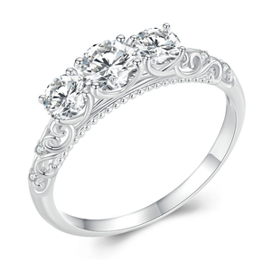 Anello di pizzo Moissanite 925 argento Sterling 3 pietra anello di loto D colore VVS1 EX diamante scintillante da donna fidanzamento GRA - Product Image 3