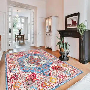 魔毯王国工厂批发顶级时尚地毯3d印花图案地毯机器制造博赫粉色蓝色区域地毯出售