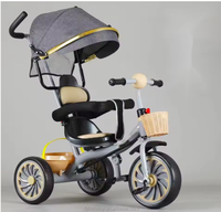 Tricycle 4-en-1 pour enfants avec poignée de poussée et auvent - Tricycle réglable avec panier de rangement et siège confortable