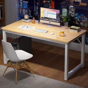 Bureau d'ordinateur avec structure en bois et en acier, 160 cm, bureau d'étude, poste de travail à domicile, bureau d'écriture - Product Image 1