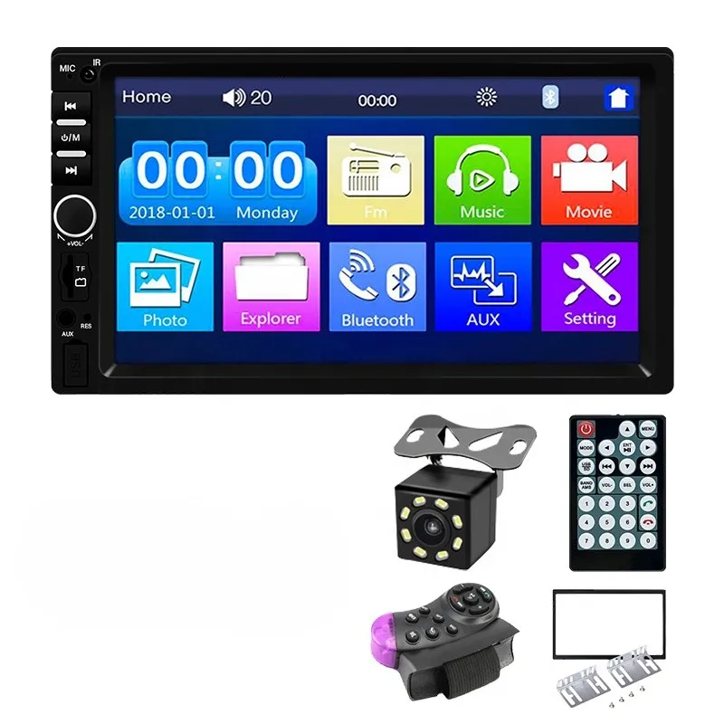 7 polegadas HD LCD Touch Screen BT 2din Áudio Car Stereo 7018B 7 polegadas 2 Din Car Radio MP5 Video Player com câmera de visão traseira