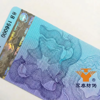 Autocollant de sécurité en papier avec fibres holographiques et estampage à chaud