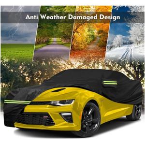 <span class=keywords><strong>Housse</strong></span> de voiture imperméable pour Chevrolet Camaro 2010-2023 avec fermeture éclair sur la porte pour la protection contre le soleil, la pluie, la neige, les UV et la poussière, utilisation intérieure et extérieure - Product Image 2