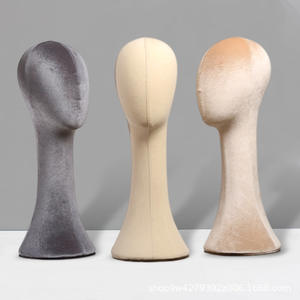 Présentoir de tête de Mannequin en velours coloré avec accessoires en métal accessoires insérables en plastique pour chapeau de perruque d'écharpe pour porte-chapeau - Product Image 4