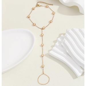 Minimaliste <span class=keywords><strong>Or</strong></span> Argent Chaîne <span class=keywords><strong>Or</strong></span> Perles Anneau Bracelets Main Chaîne Simple Doigt Chaîne Bracelets pour Femme - Product Image 4