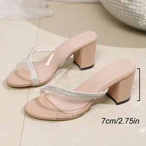 รองเท้าส้นสูงแบบสายรัดใส สไตล์แฟรี่ รุ่นใหม่ล่าสุด ส้นหนา ไซส์ใหญ่ สำหรับผู้หญิง - Product Image 2