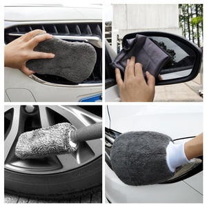 Kit de nettoyage auto 9 pièces : serviettes en microfibre, éponge à cire, brosse pour jantes, gants pour le detailing auto - Product Image 2