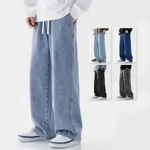 Kualitas Tinggi Longgar Lurus Hitam Denim Jeans Kustom Baggy Jeans untuk Pria Longgar Hip Hop Streetwear Jeans Celana