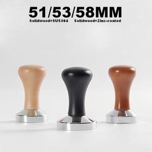 Prensador de Café Reutilizable de Acero Inoxidable Ecológico con Mango de Madera 51mm/53mm/58mm Herramientas de Barista - Product Image 1