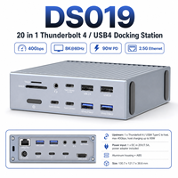 Base de Conexión Thunderbolt 4 20 en 1, Doble TBT4, HDMI 8K, Ethernet 2.5G, USB C Hub con PD de 90W, Transferencia de Datos de 10Gbps para Laptop y Estación de Trabajo DS019