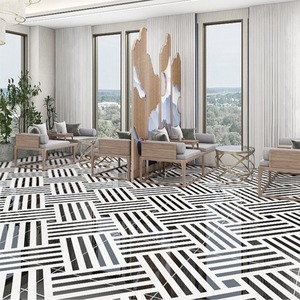 Azulejo Cerámico Nórdico Brillante de Estilo Europeo <span class=keywords><strong>del</strong></span> <span class=keywords><strong>Norte</strong></span> 800x800 para Restaurantes, Tiendas de Ropa, Barberías y Baños - Arte en Blanco y Negro - Product Image 4