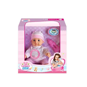 13 inch plastic kids accompany toy real realistic baby doll with feeding bottle Eco-friendly material good quality baby doll toy