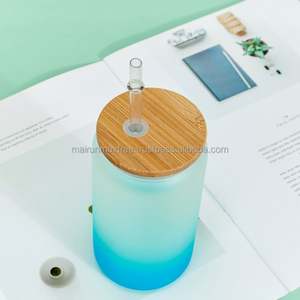 Mug à bière en verre givré/transparent minimaliste, écologique, 12oz/16oz, vierge pour sublimation, avec couvercle et paille, en stock, expédition depuis entrepôt USA - Product Image 5