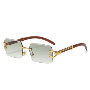 Солнцезащитные очки с леопардовым принтом для мужчин и женщин, поляризационные очки из бамбукового дерева с зернистой текстурой, 2023