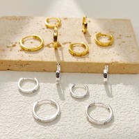 Boucles d'oreilles rondes en laiton, simples et élégantes, trois pièces - Accessoires tendance pour femmes