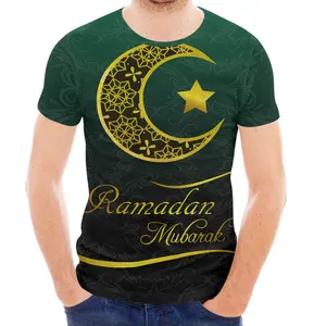 メンズラウンドネックTシャツEidal-Fitrイスラム教徒の服メンズTシャツ新しいファッション夏半袖カジュアルスリムフィットTシャツメンズ