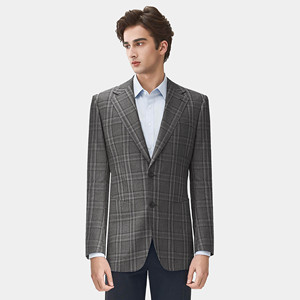 <span class=keywords><strong>Blazer</strong></span> da <span class=keywords><strong>Uomo</strong></span> Slim Fit a Quadri Elasticizzato Monopetto con Due <span class=keywords><strong>Bottoni</strong></span> e Colletto a Risvolto per Affari - Product Image 3