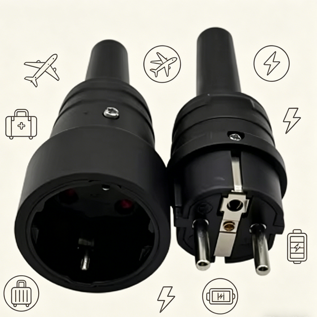 Rubber EU Male Electrical Power Plug 16A 250V Grounded Schuko Type Heavy Duty Industrial Rewireable Connector for Workshop