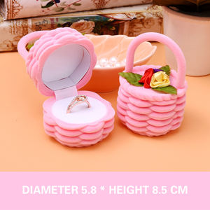 Cesto di fiori di tipo cartone animato affollando contenitore di monili contenitore di monili floccaggio macchina diretta della fabbrica che si affolla tessuto in velluto per monili - Product Image 3