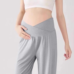 Pantalones de Maternidad Casuales de Color Liso, de Pierna Ancha, Elásticos, <span class=keywords><strong>para</strong></span> Estar <span class=keywords><strong>en</strong></span> <span class=keywords><strong>Casa</strong></span> o Trabajar, Pantalones de Embarazo - Product Image 3