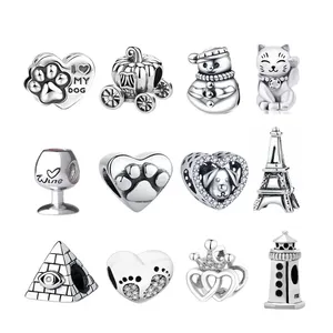 Großhandel Hochwertige 925 Sterling Silber Charms für Armband Leuchtturm Eiffelturm Charm Perlen DIY Style Schmuck herstellung