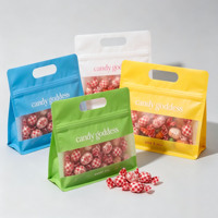 Bolsas de Plástico Personalizadas con Fondo Plano y 8 Costuras, con Ventana Transparente Frontal y Asas, para Empacar Dulces