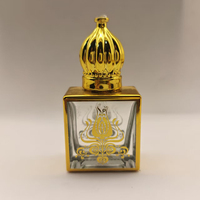 Flacon d'huile essentielle de parfum de 12 ml de style luxe du Moyen-Orient, forme unique, en verre électroplaqué, fabricant de flacons Atar