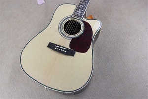 Flyoung Natural Wood Color 41 Inch Acoustic Guitar D45 Model <b>Top</b> Solid Classical Guitar Cut Away Body - Product Image 2