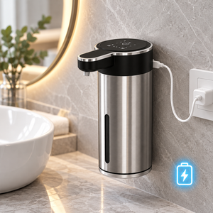 Distributeur de savon liquide en mousse en acier inoxydable 350 ml, distributeur automatique de désinfectant pour les mains sans contact 304 pour l'extérieur et les hôtels - Product Image 1