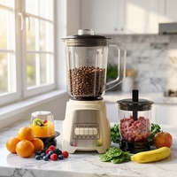 Robot culinaire multifonction Calinfor 1,5 L 1000 W à vitesse variable, mixeur, hachoir, presse-agrumes avec commande tactile